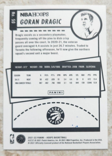 Goran Dragic Signed 2021-22 Panini NBA Hoops Card #50 Miami Heat 4 - Picture 2 of 2