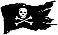 Pirate Flag Skull  Crossbones Die Cut Decal Multiple colors Made In USA