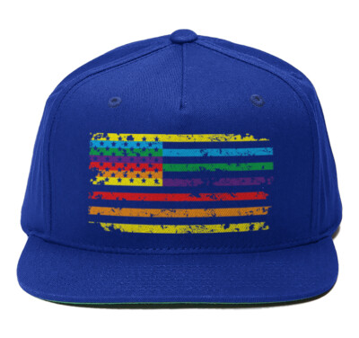 とりRainbow 虹 foldback marshall majors Rainbow American Flag - LGBTQ Gay Pride Parade Flat Brimmed