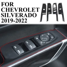 ​Carbon Style Window Lift Switch Panel Cover Trim For Chevy Silverado（Crew Cab）