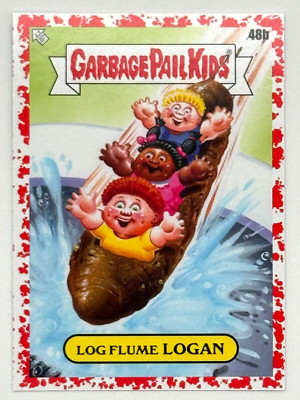 2023 Topps Garbage Pail Kids Go On Vacation 48b LOG FLUME LOGAN Red Parallel /75