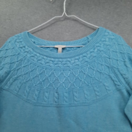 Talbots Sweater Womens X US 14W Blue Long Sleeve Crew Neck Cotton Pullover - Picture 3 of 9
