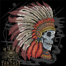 Indian Headdress Skull Native American Biker Mens Light Cotton T-Shirt