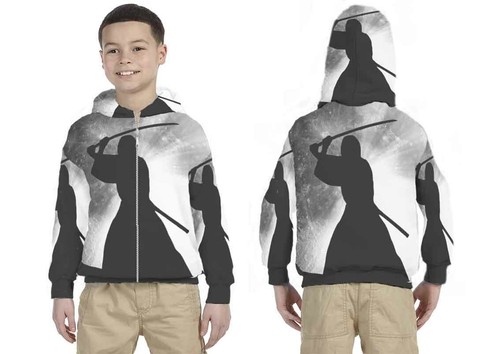 Kids Hoodie Samurai Design 7434105019088 Hoodie Unisex For Children - Picture 2 of 4