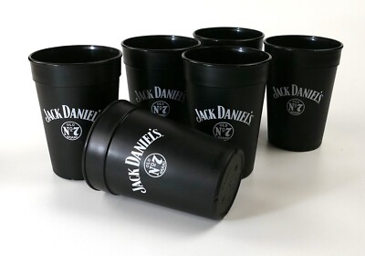 6 x Jack Daniels Partybecher Trinkbecher Mehrweg Kunststoff Festival Becher 9405