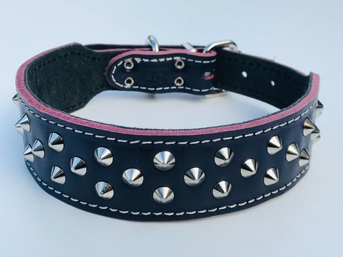 Genuine Leather Dog Collar Stud Sewn Staffy Terrier Rottweiler Mastiff Big Dog - Picture 18 of 18