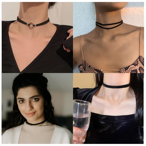 PINCHUAN 4PCS Black Choker Necklace for Women Velvet Choker Heart Pendant Nec... - Picture 5 of 6