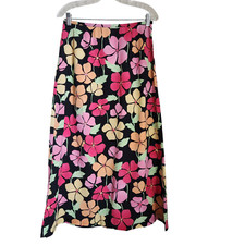 90s Talbots Hawaiian Maxi Skirt Women's 8 Tropical Floral Midi A-Line Tencell