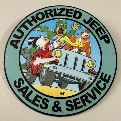 VINTAGE JEEP PORCELAIN SIGN GAS OIL AUTOMOBILE MOTOR SALES & SERVICE PUMP SIGN - Picture 11 of 12