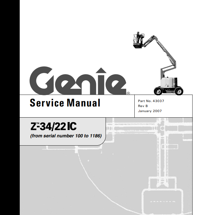 Genie Z-34/22IC Boom Maintenance and Lift Service Manual FREE