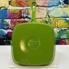 Cuisinart Green Enamel Cast Iron Grill Skillet Pan Pour Spout 9 1/4" C130-23