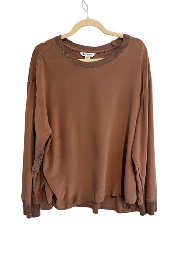 ATHLETA Damen SEIDE HYBRID Oberteil rustikal beige Pullover Langarmshirt Größe XL - Bild 1 von 4