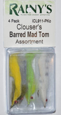 rainy's clouser's barred mad tom assortment flyfishing size 4     4 per pack