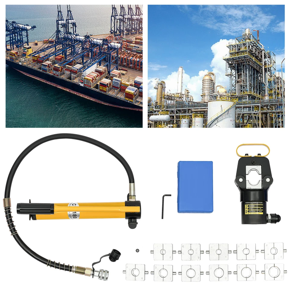 Prensadora de alambre hidráulica de 20 toneladas herramienta de prensado línea de cable alicates terminales + bomba Foto 2 de 4