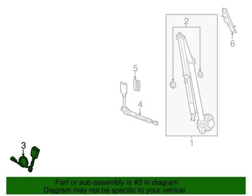 Cinturón de seguridad derecho genuino GM 2012 Chevrolet Sonic Jet negro con hebilla 19259934 Foto 2 de 2