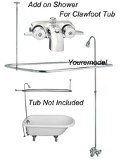 Add A Shower Kit Claw foot Clawfoot Tub Faucet Riser & Shower Rod Surround