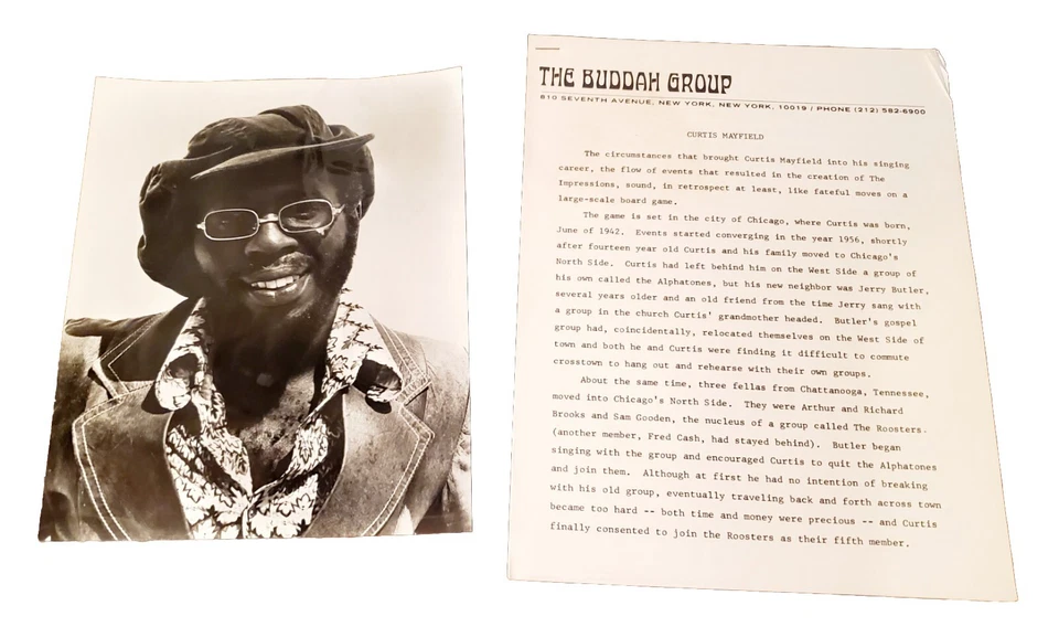 Curtis Mayfield 1972 "Superfly" original KIT DE PRENSA BUDDHA RECORDS CON PROMOCIÓN DJ 45 Foto 4 de 4