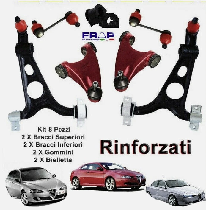 FRAP Set Bras Suspension Avant Alfa Romeo 147/156 / Gt 8 Pièces Renforcés Fr