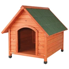 TRIXIE Outdoor Dog House Solid Pine Peaked Roof Adjustable Legs X-Large Brown
