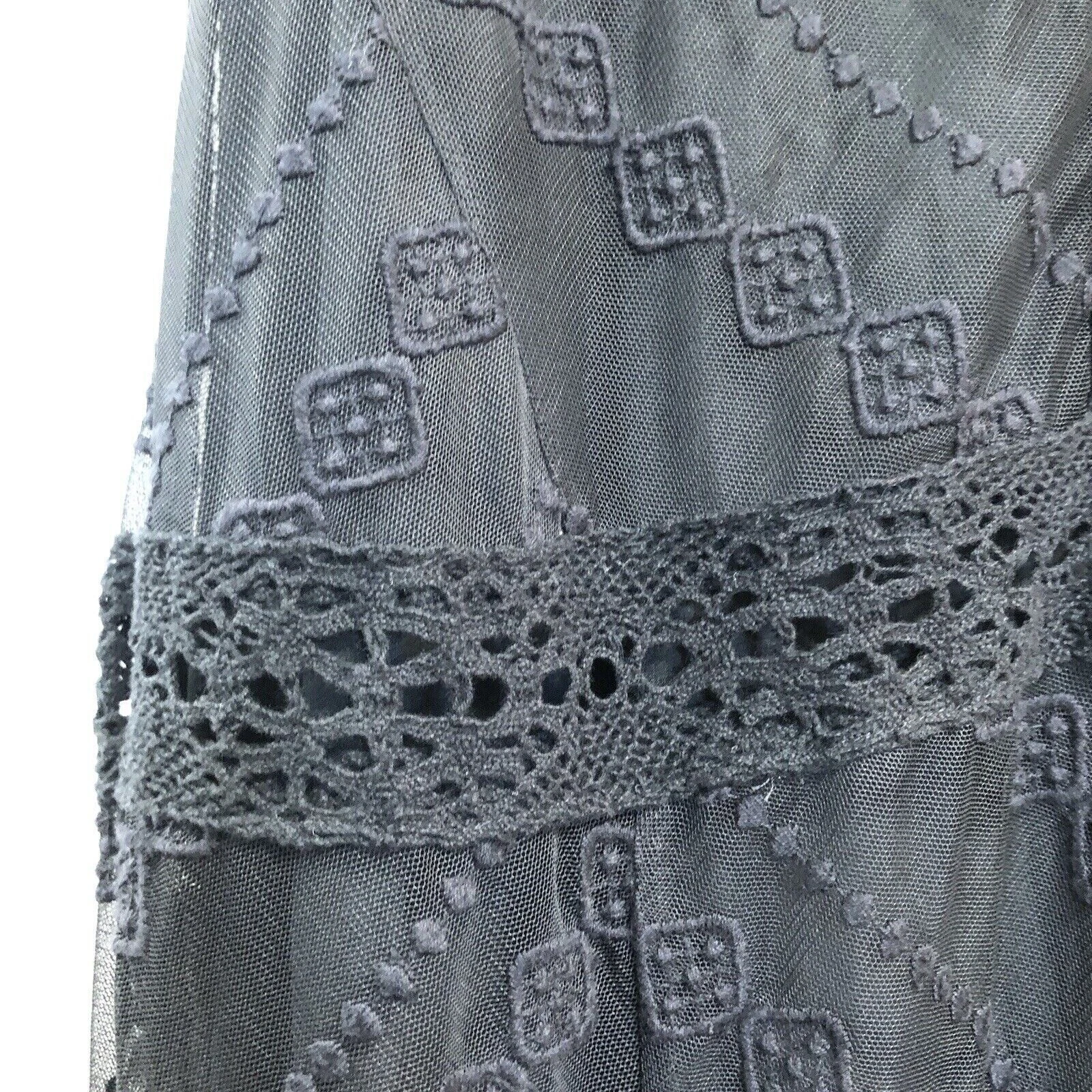 UNDERCOVER Maxi abito donna Victorias Secret pizzo ricamato trasparente taglia 6 nero tribale boho