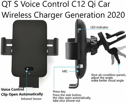 QT S Wireless Car Charger Latest Qi C12 Voice Control Infrared Induction 3.0 - 第 1/6 張圖片