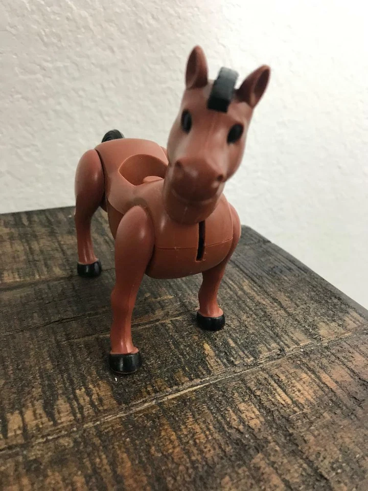 Винтажный Playskool Playmates лошадь коричневый корпус черная грива хвост пластик - Изображение 2 из 4