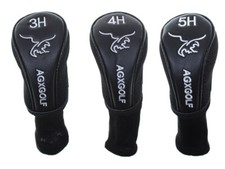 AGXGOLF Hybrid Golf Club Head Covers Long Neck Black Set of Three for 3, 4  5