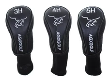 AGXGOLF Hybrid Golf Club Head Covers Long Neck Black Set of Three for 3, 4  & 5 