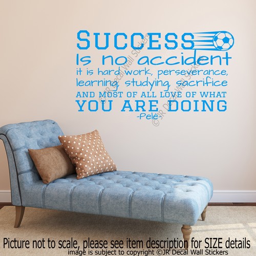 Success is no accident - Pele inspiring Quote Wall Art Sticker Vinyl Decal Décor - Picture 6 of 7