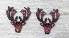 wood deer antlers elk buttons sewing 2 holes 1 1/4 inch (set #8)