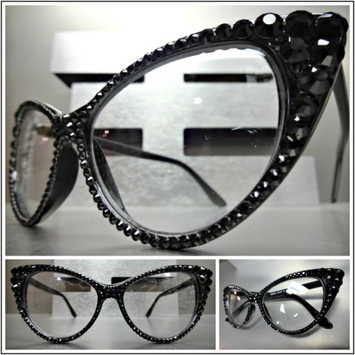 Para mujeres DE COLECCIÓN RETRO OJO DE GATO Estilo Lente Transparente GAFAS Hecho a Mano Marco de Cristal - Imagen 21 de 35