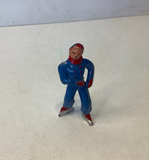Vintage Manoil Barclay Boy Skater w/Blue Outfit Red Scarf Metal Figure 2.5"