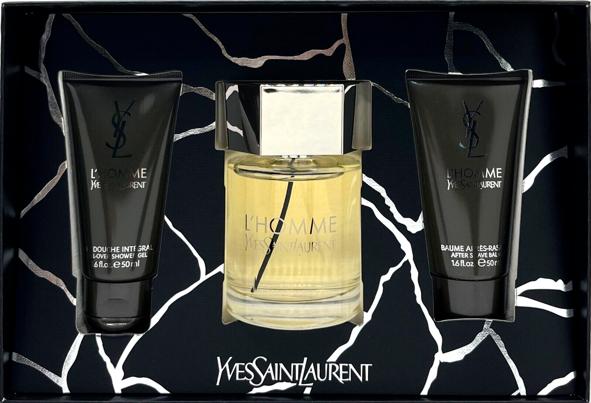 YVES SAINT LAURENT L'HOMME 3 PCS GIFT SET EDT SPRAY 3.3Oz