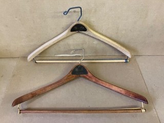 Vintage Morrells Elmira NY Clothes Hangers x2 Wishbone Batts Grand Rapids MI