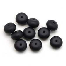 5 pc. Black Silicone 14mm ufo beads Food Grade silicone Solid color 120910927