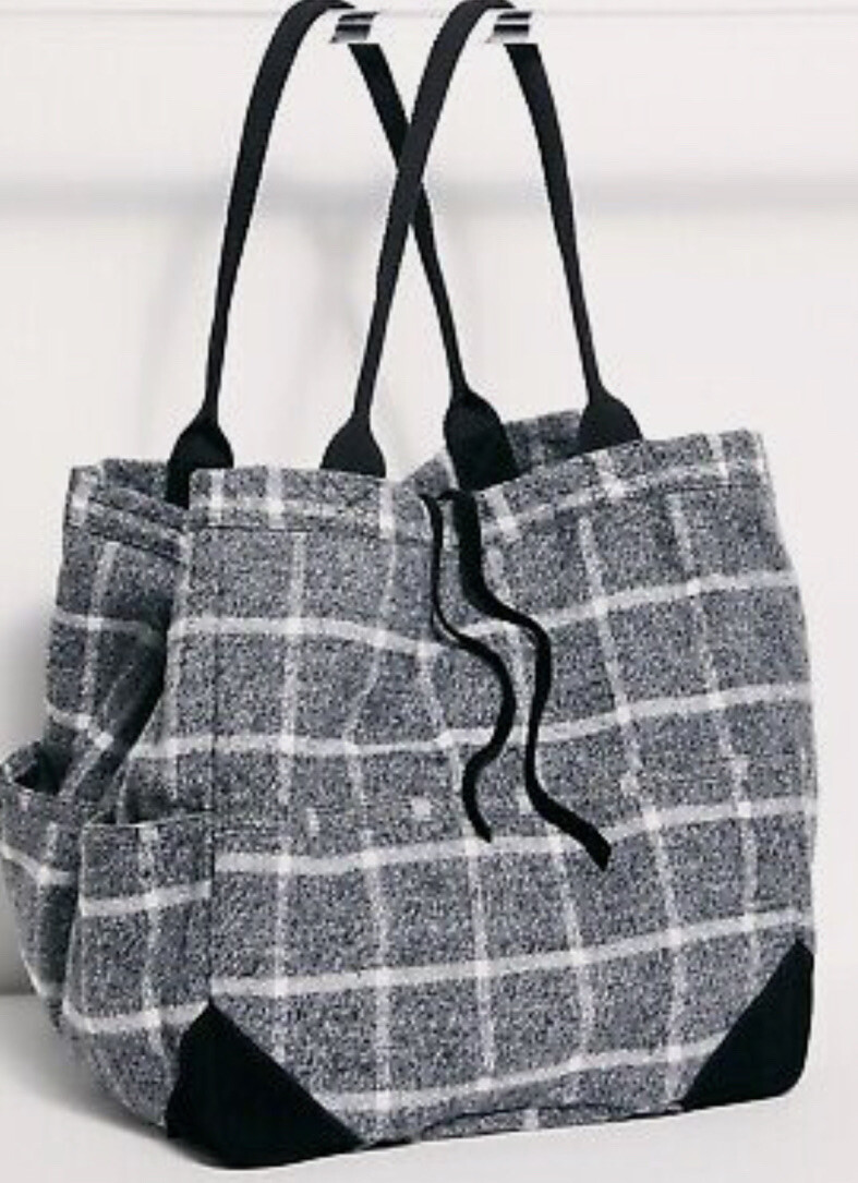 Двусторонняя сумка-тоут We The Free Fremont, мини-браслет в клетку, черный, белый цвет, НОВИНКА