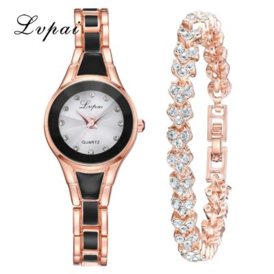 Watch&Bracelet Chronograph Design Style Bling Damen Damen Armbanduhr Geschenk/Box