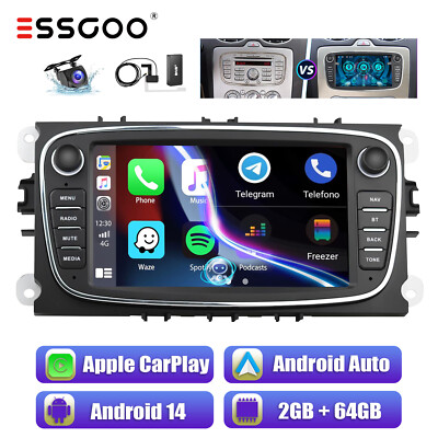 Android 14 64G DAB+ Carplay Autoradio Für Ford Focus 2 Mondeo MK4 Galaxy GPS Cam
