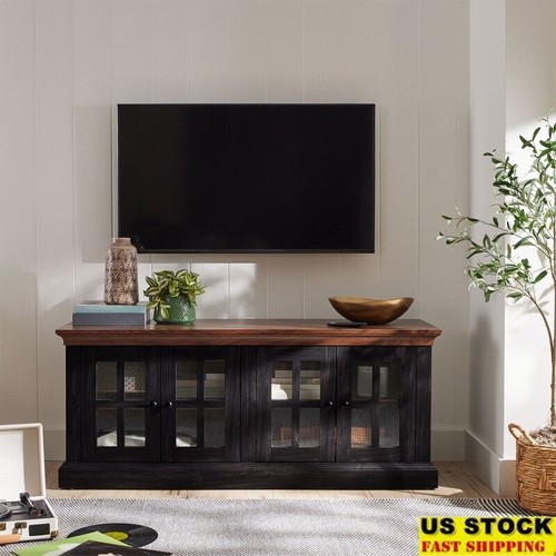 4-Door TV Stand TVs up to 70" Media Console Adjustable Shelves Soft Close New