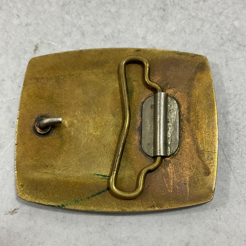 Vintage Taraceado Madera Turquesa Latón Hebilla de Cinturón - Imagen 3 de 3