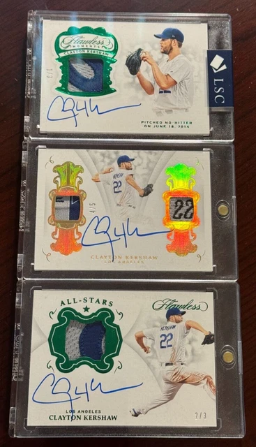 (3) 2019 Flawless Clayton Kershaw Patch Auto - LA Dodgers SSP