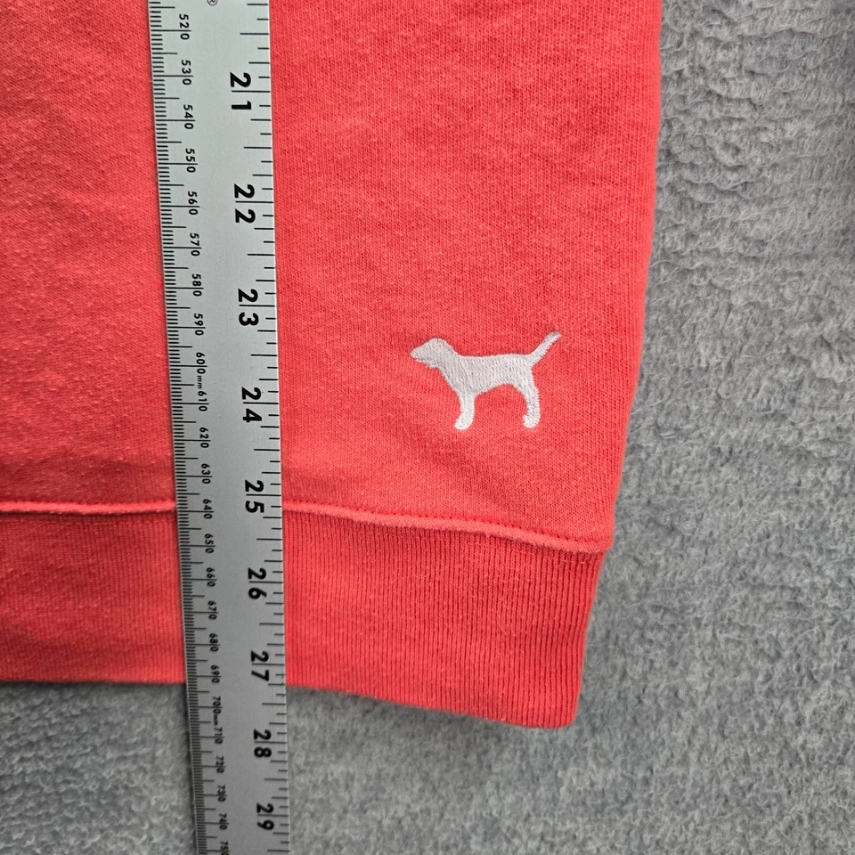 PINK Victoria's Secret Women Sweatshirt Small Orange Lace Up V Neck Logo — 第 3/4 张图片