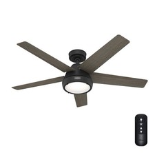 Hunter Fan 52 inch Matte Black Indoor Ceiling Fan with Light and Remote Control