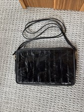 Vintage Lee Sands Genuine Black Eel Skin Crossbody Purse Made in Korea
