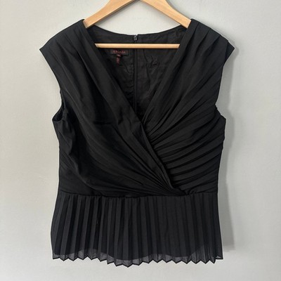 Escada Top Womens US 10 Black Crepe Sleeveless Peplum Minimalist Quiet Luxury