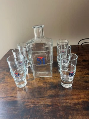 6 VERRES PASTIS 51 BAGUES ET SA CARAFE