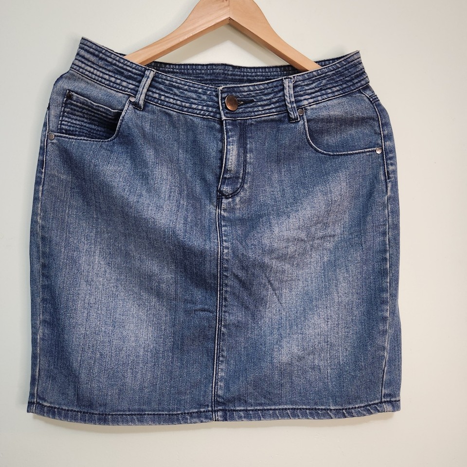 Witchery Denim Mini Skirt 8 Blue Stretch Jean Skirt Y2K Casual Classic Coastal