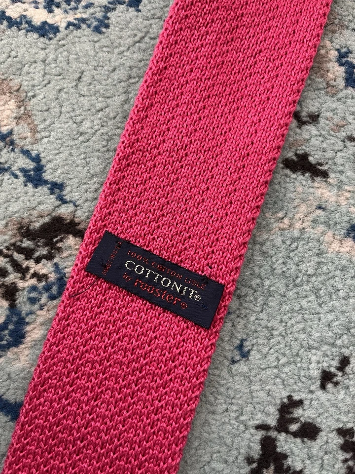 Corbata de Colección Pips by Rooster Lujo Extremo Cuadrado Tejido Rosa Sólido Algodón Foto 2 de 2