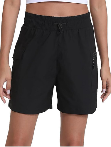 Women's Hiking Cargo Shorts with Pockets Quick Dry Athletic Gym Black Med