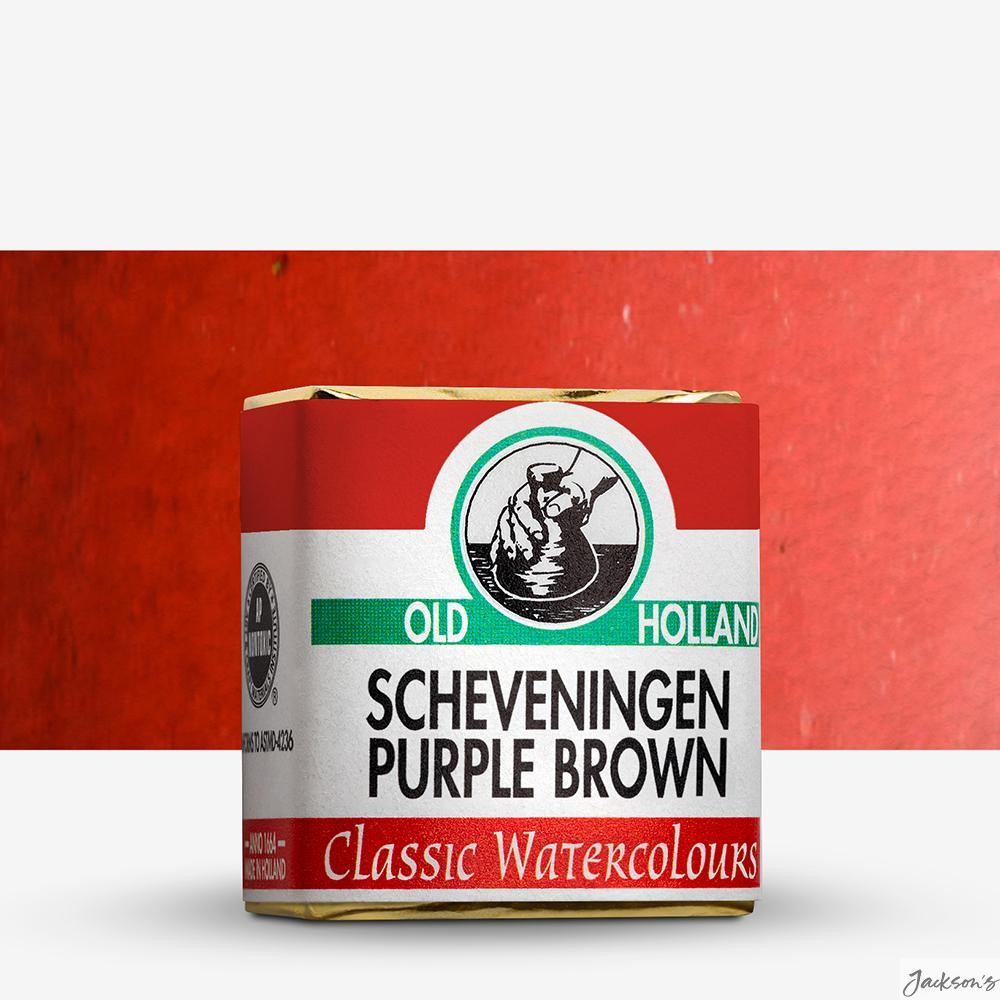 Old Holland Classic Watercolour Paint Half Pan Scheveningen Purple Brown Colour